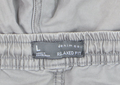 Denim Co Men Beige Cargo Trousers L Relaxed Fit Jogger Style