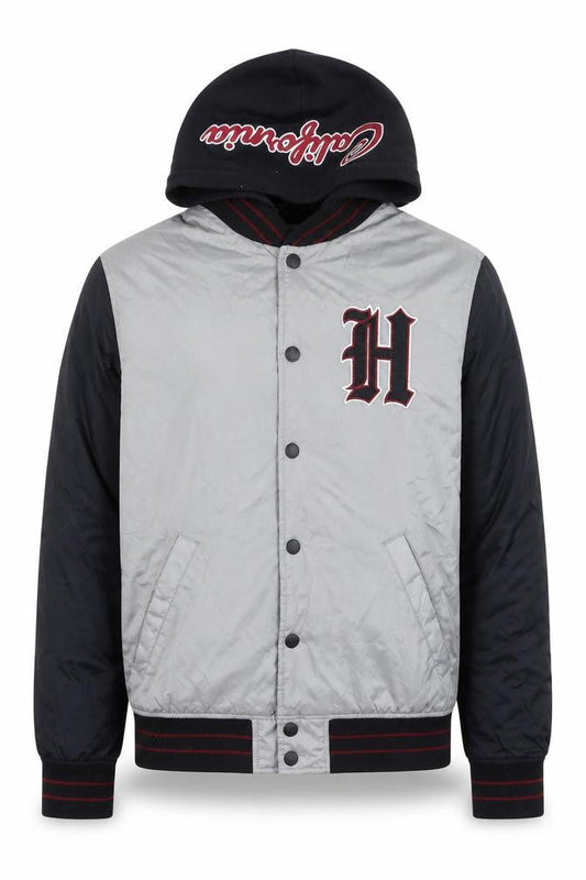 Hollister Men’s Grey Varsity Jacket M Hooded California Style