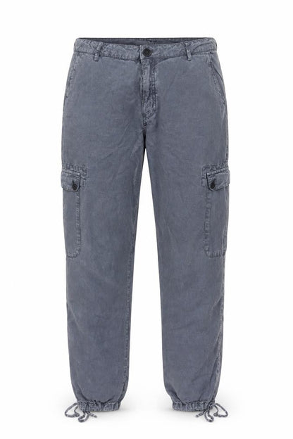 GANT Men Grey Cargo Trousers Size 16 Lightweight Linen Blend