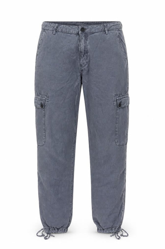 GANT Men Grey Cargo Trousers Size 16 Lightweight Linen Blend