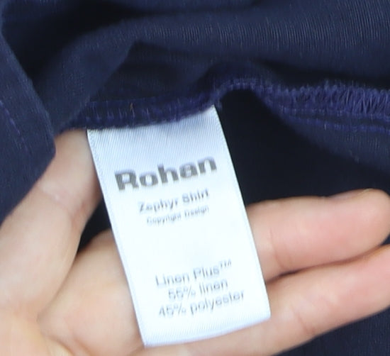 Rohan Men's Blue Linen Blend Short Sleeve Button-Up Shirt XL