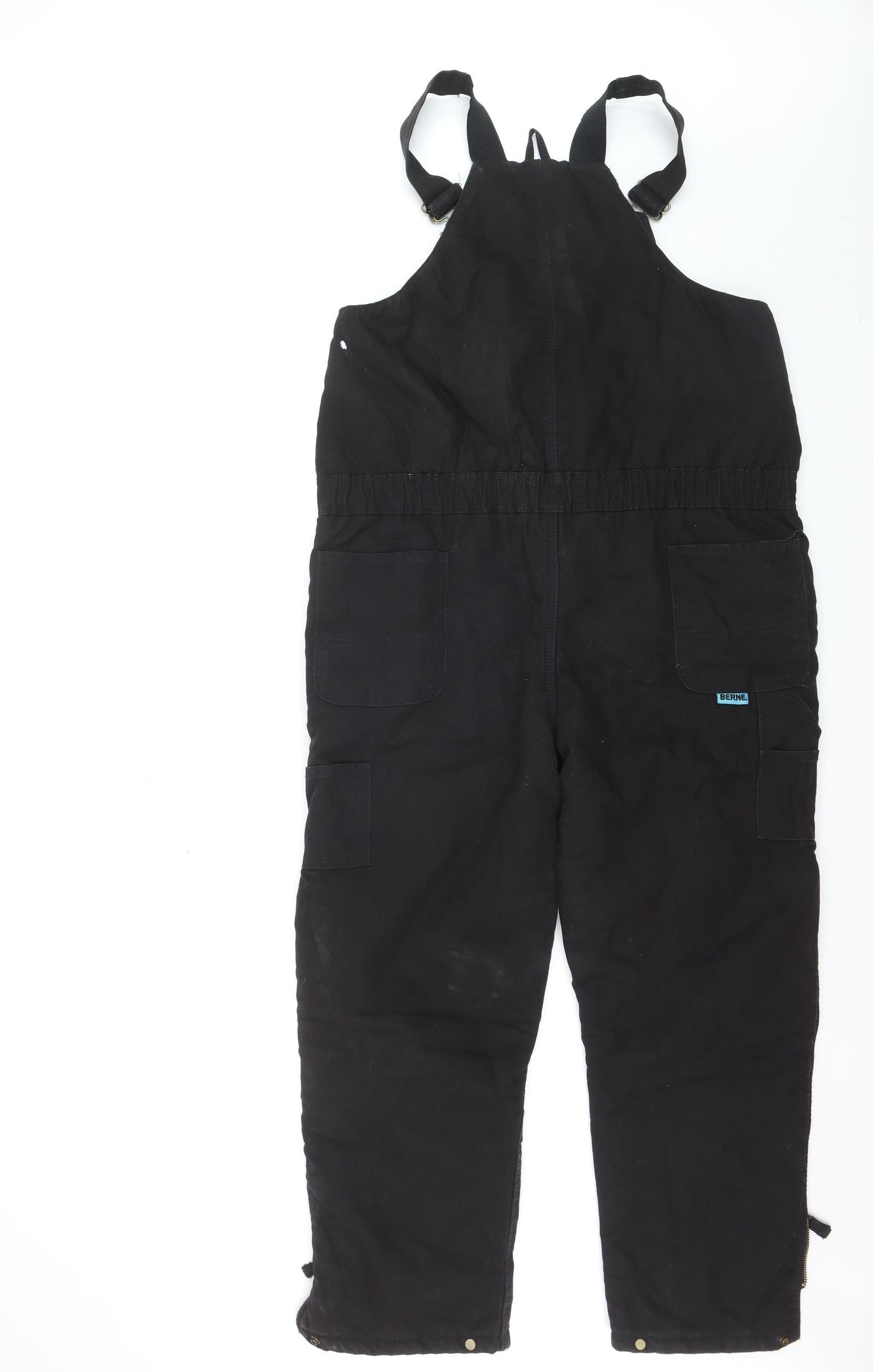 Berne Youth Black Insulated Snow Pants Lined Outdoor Bib Trousers Teen L