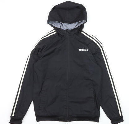 Adidas Men's Black Windbreaker Hooded Jacket L