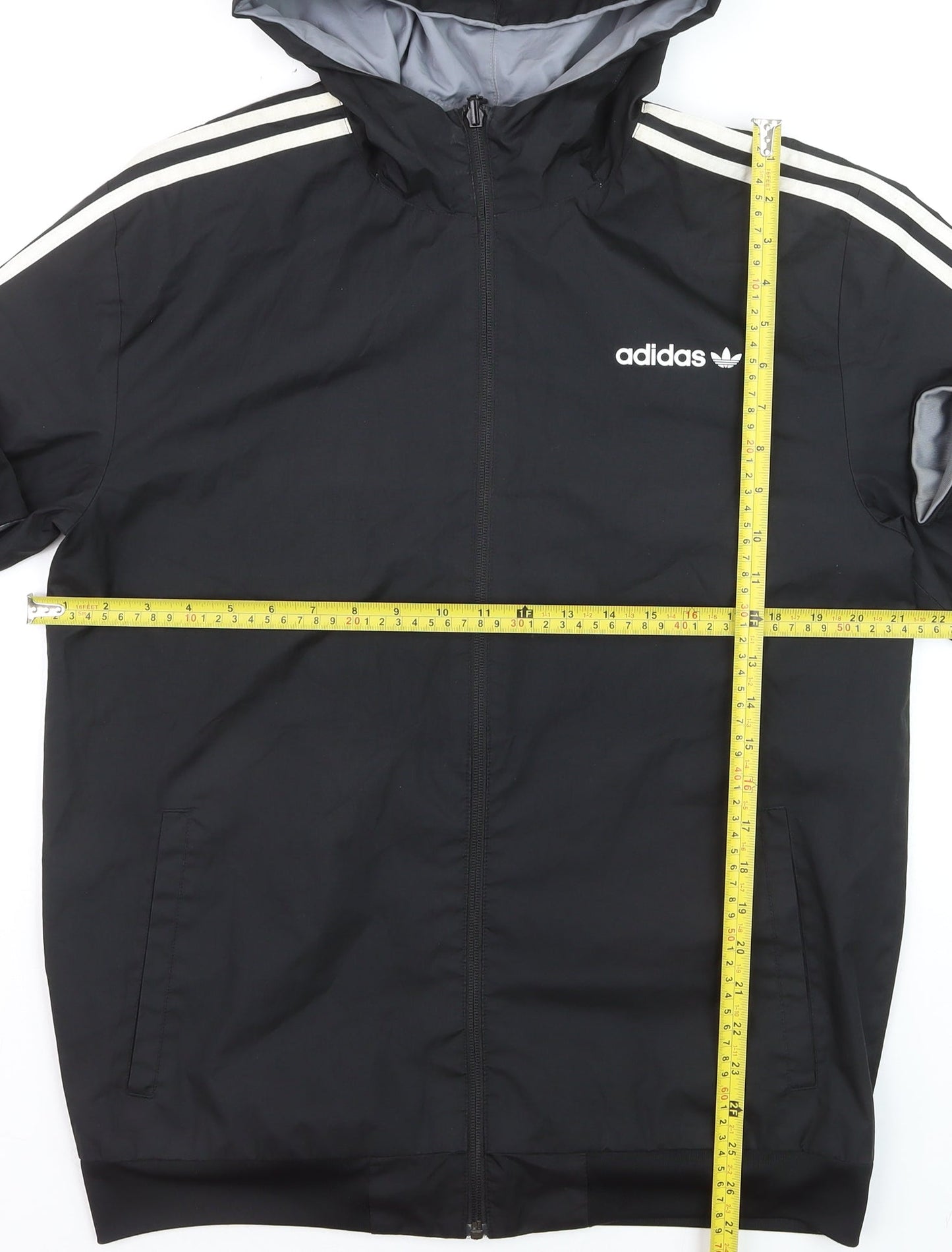 Adidas Men's Black Windbreaker Hooded Jacket L