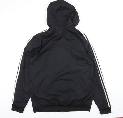 Adidas Men's Black Windbreaker Hooded Jacket L
