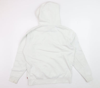 Levi's Men's White Pullover Hoodie Size M Graphic Logo Fleece