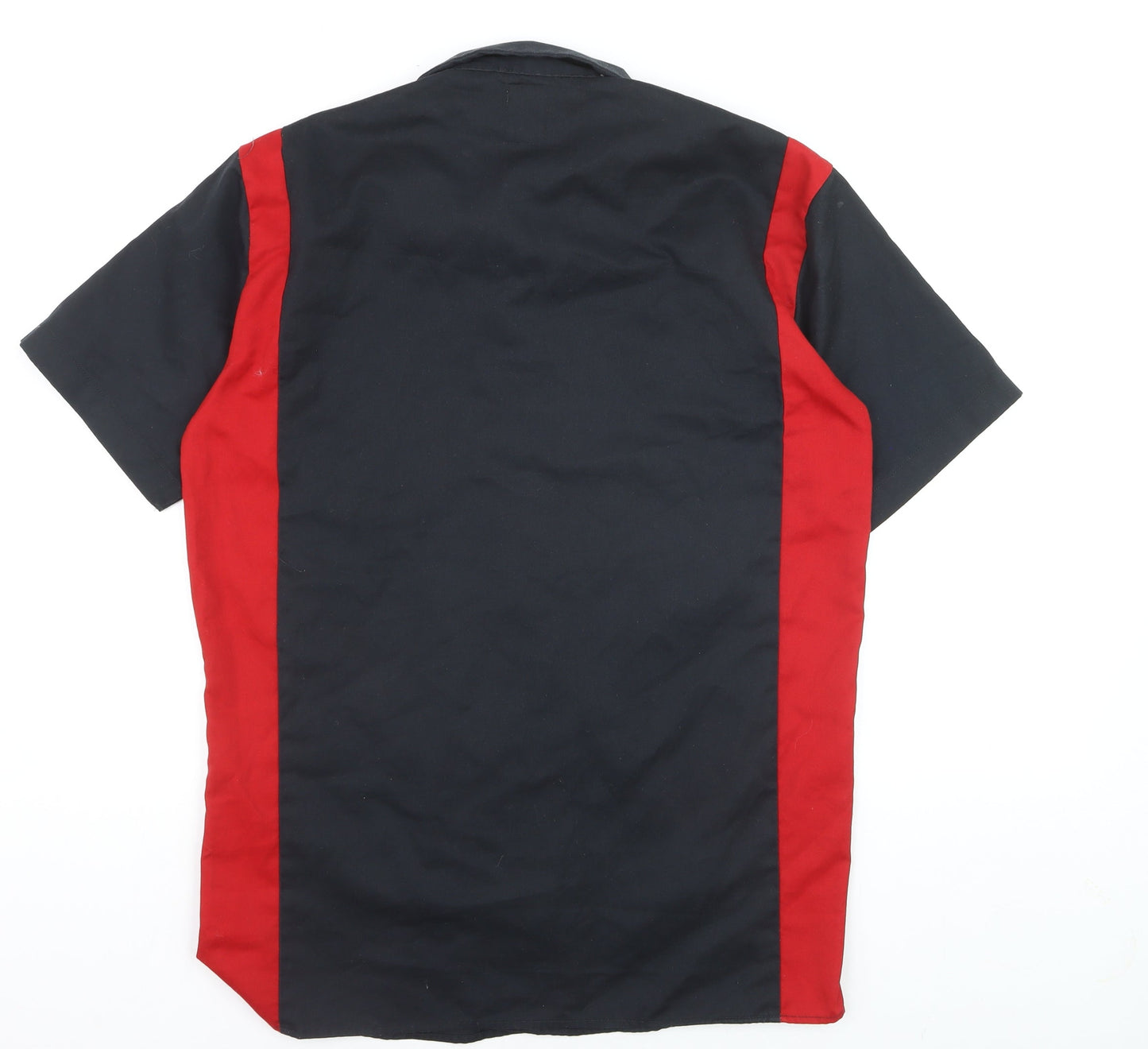 Dickies Men Black Red Short Sleeve Colourblock Work Shirt M