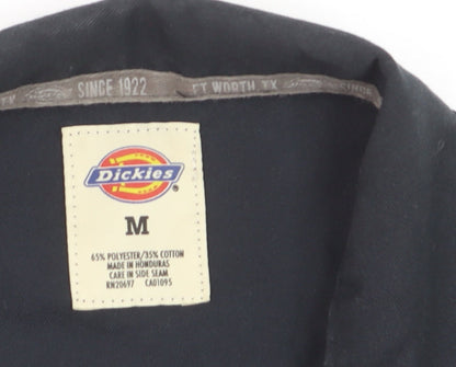 Dickies Men Black Red Short Sleeve Colourblock Work Shirt M