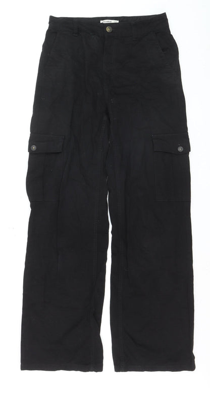 Pull & Bear Men's Black Cargo Trousers Size S Regular Cotton