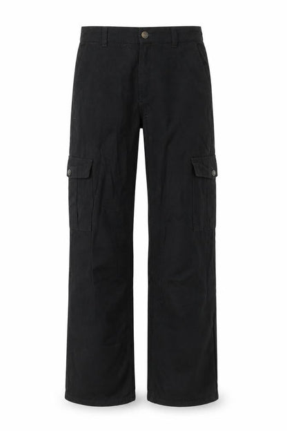 Pull&Bear Men's Black Cargo Trousers Size S Regular Cotton