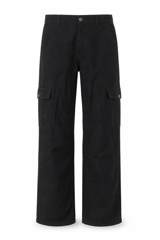 Pull & Bear Men's Black Cargo Trousers Size S Regular Cotton