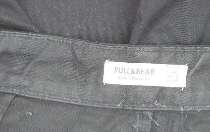 Pull & Bear Men's Black Cargo Trousers Size S Regular Cotton