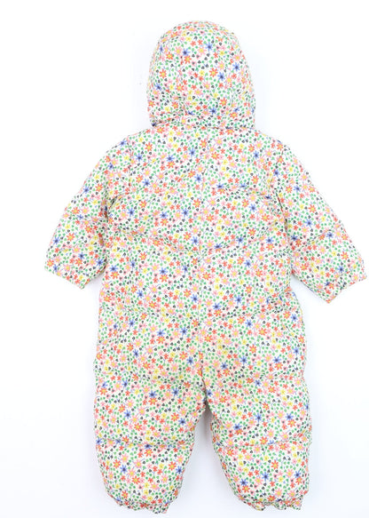Baby GAP Unisex Multicoloured Floral Puffer Snowsuit 12-18 Months Hooded Winter Outerwear
