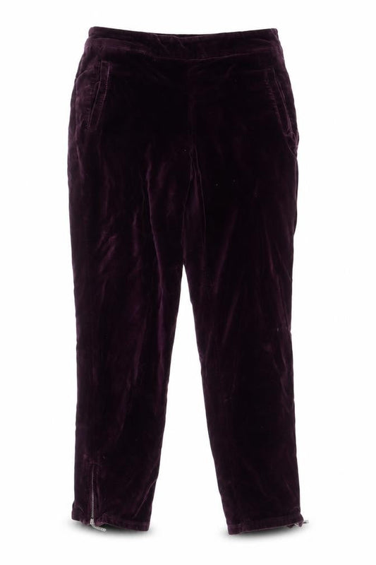 Fat Face Women's Purple Velvet Ankle Zip Trousers UK 8 Regular