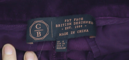 Fat Face Women's Purple Velvet Ankle Zip Trousers UK 8 Regular