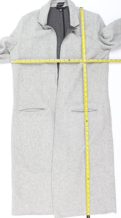 Long Tall Sally Women's Grey Wool Blend Long Overcoat Size 12