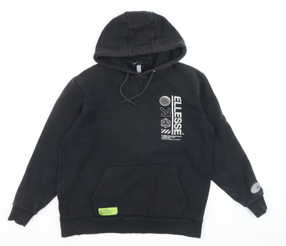 Ellesse Men's Black Pullover Hoodie M Regular Fit Graphic Logo