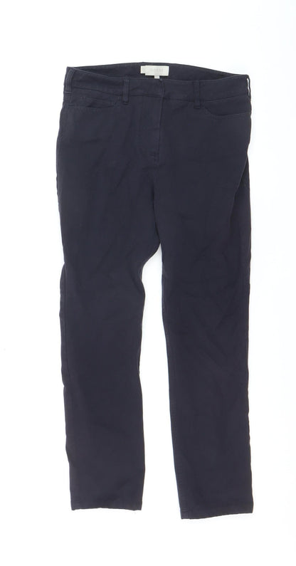 Hobbs Women's Blue Size 10 Chino Trousers Cotton Blend Slim Fit