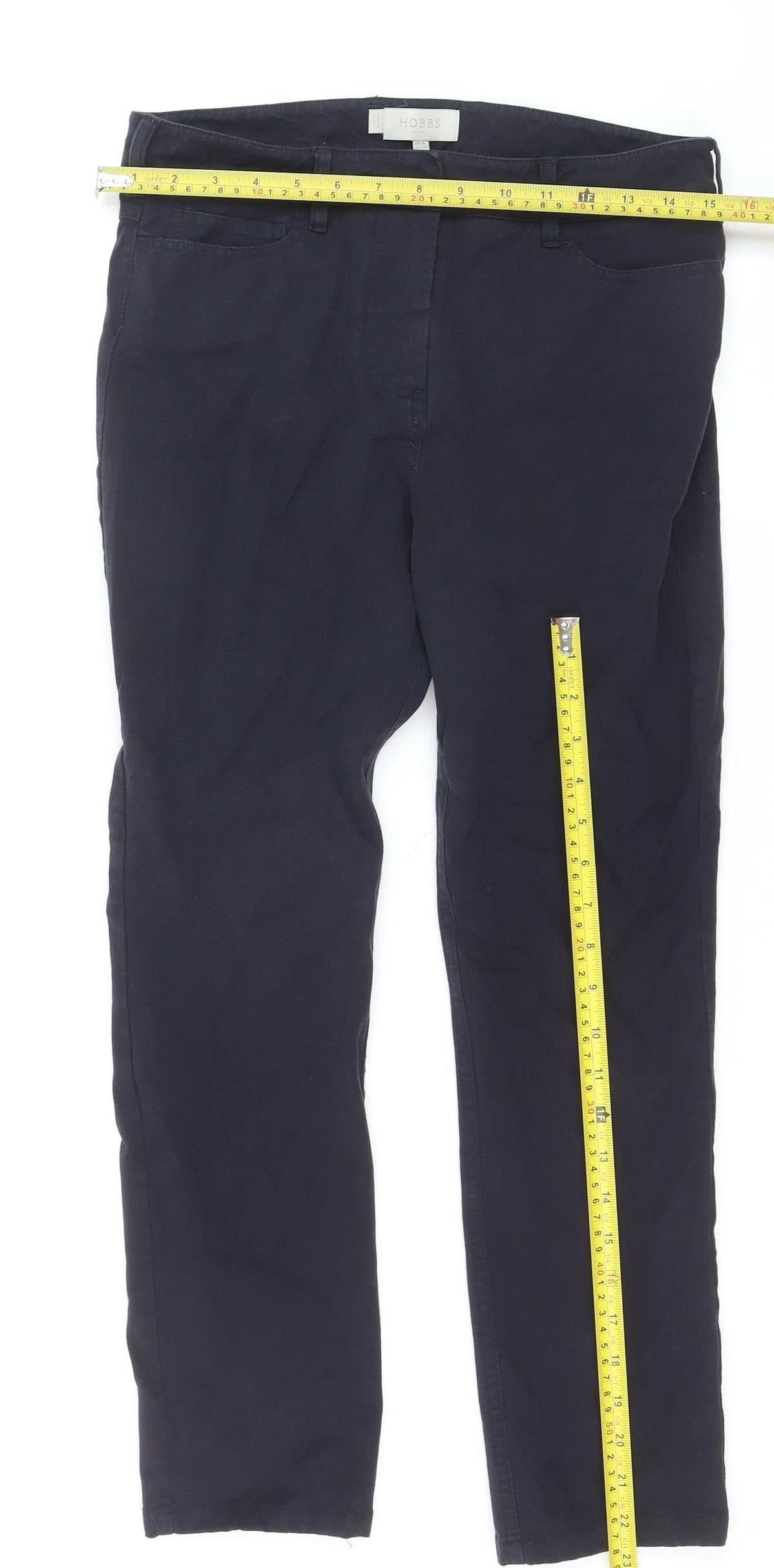Hobbs Women's Blue Size 10 Chino Trousers Cotton Blend Slim Fit