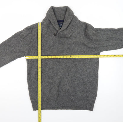 Next Men’s Grey Lambswool Shawl Collar Jumper XL Pullover