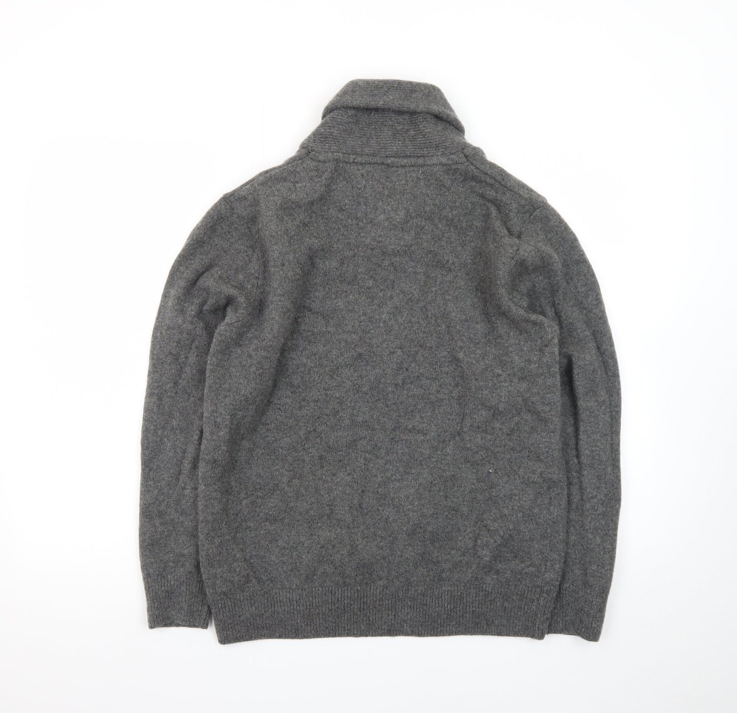 Next Men’s Grey Lambswool Shawl Collar Jumper XL Pullover