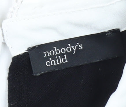 Nobody's Child Women's Black Collared Short Sleeve Knit Blouse Size 10