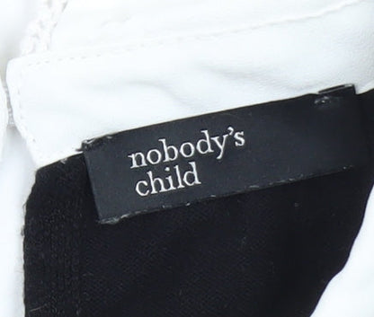 Nobody's Child Women's Black Collared Short Sleeve Knit Blouse Size 10