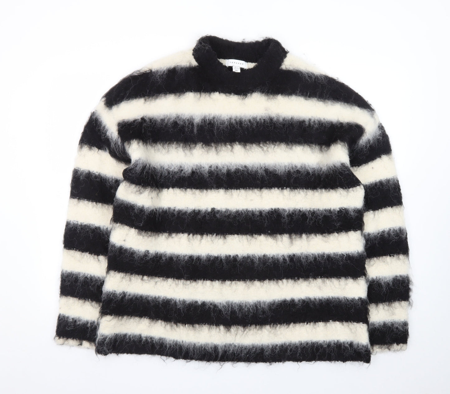 Topshop Women’s Black White Striped Mohair Wool Jumper S