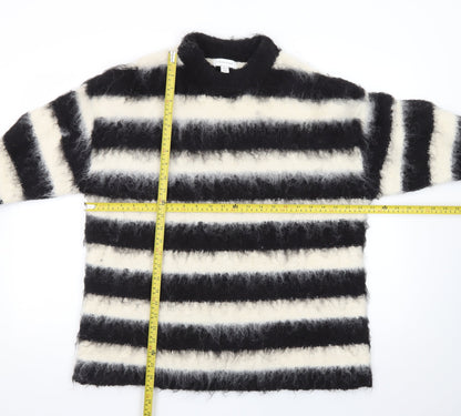 Topshop Women’s Black White Striped Mohair Wool Jumper S