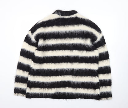 Topshop Women’s Black White Striped Mohair Wool Jumper S