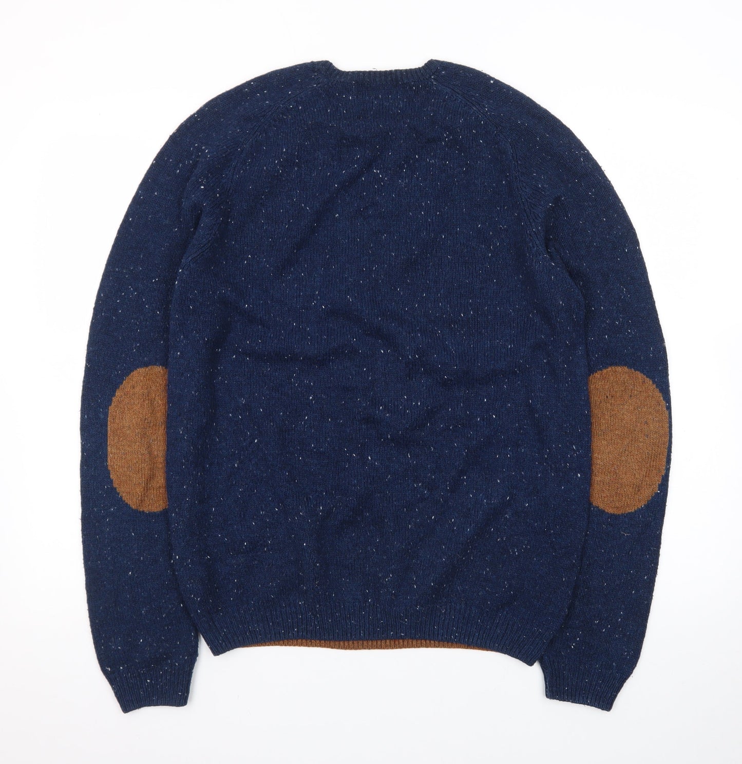 ASOS Men’s Brown and Blue Crew Neck Acrylic Knit Jumper M