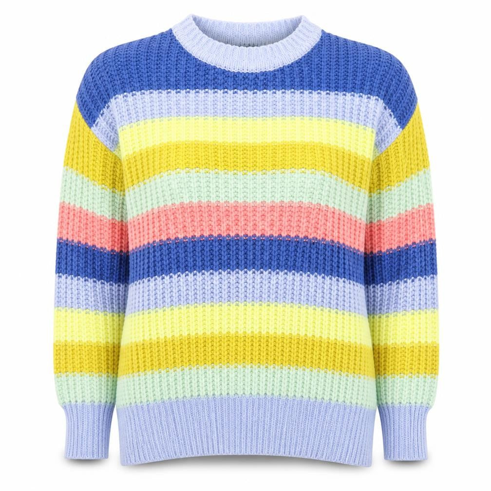 Yessica Women’s Multicoloured Striped Chunky Knit Pullover Jumper M