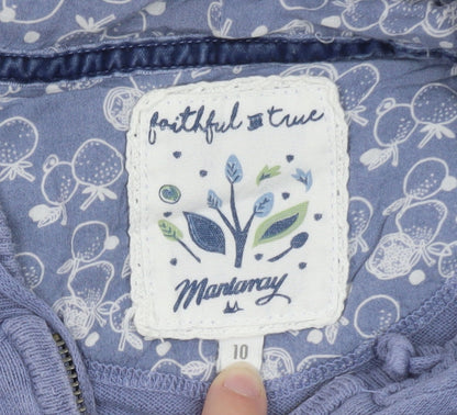 Matalan Women’s Blue Full Zip Hoodie Size 10 Cotton Lined Casual