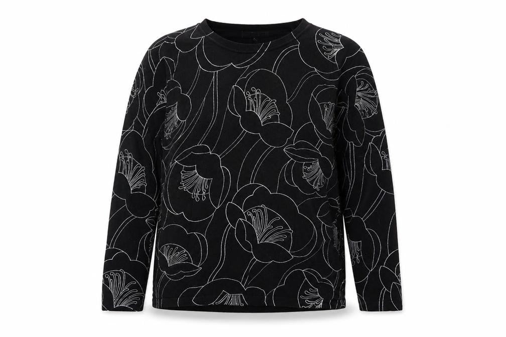 Next Women's Black Floral Knit Jumper Size 14 Viscose Blend
