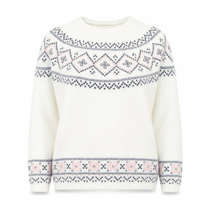LCW Casual Women White Fair Isle Knit Jumper L Winter Pullover
