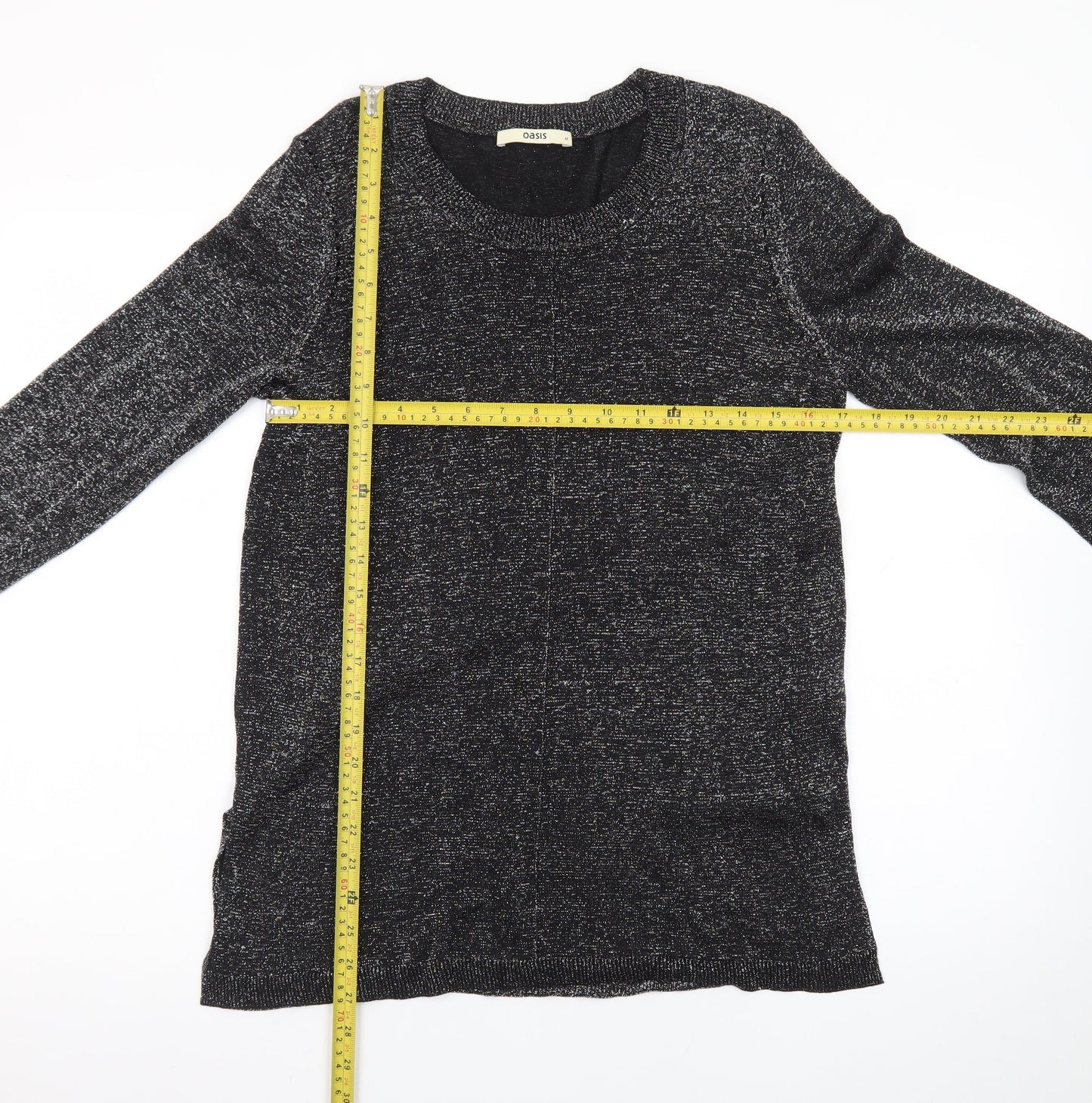Oasis Womens Black Knit Long Sleeve Shift Dress M