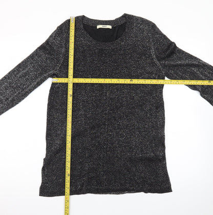 Oasis Womens Black Knit Long Sleeve Shift Dress M