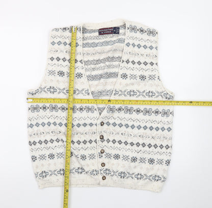 Roundtree & Yorke Women's Beige Fair Isle Knit Cotton Vest M
