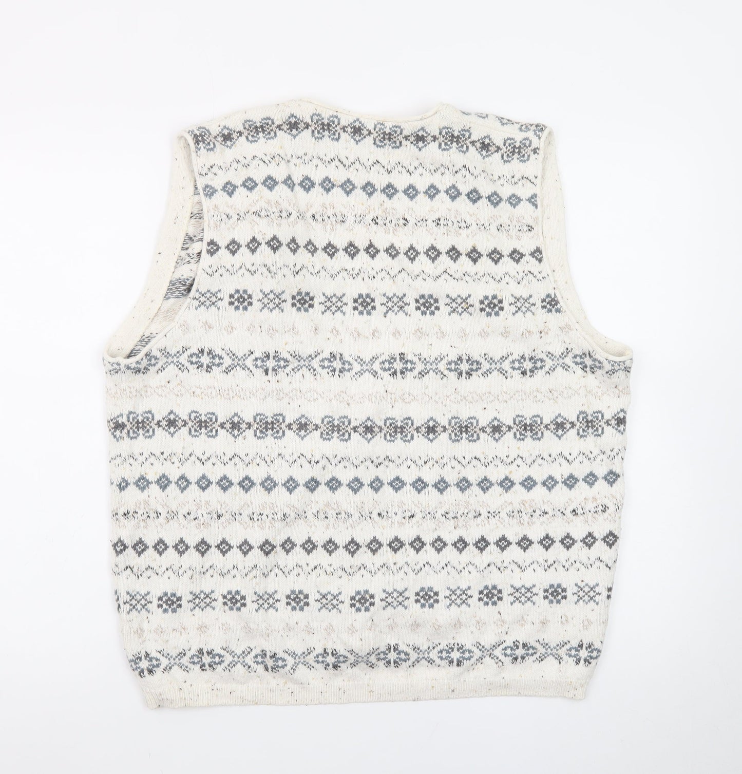 Roundtree & Yorke Women's Beige Fair Isle Knit Cotton Vest M