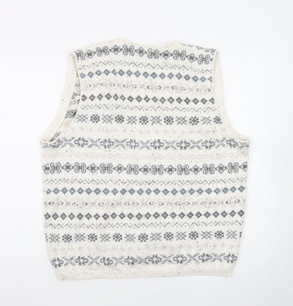 Roundtree & Yorke Women's Beige Fair Isle Knit Cotton Vest M