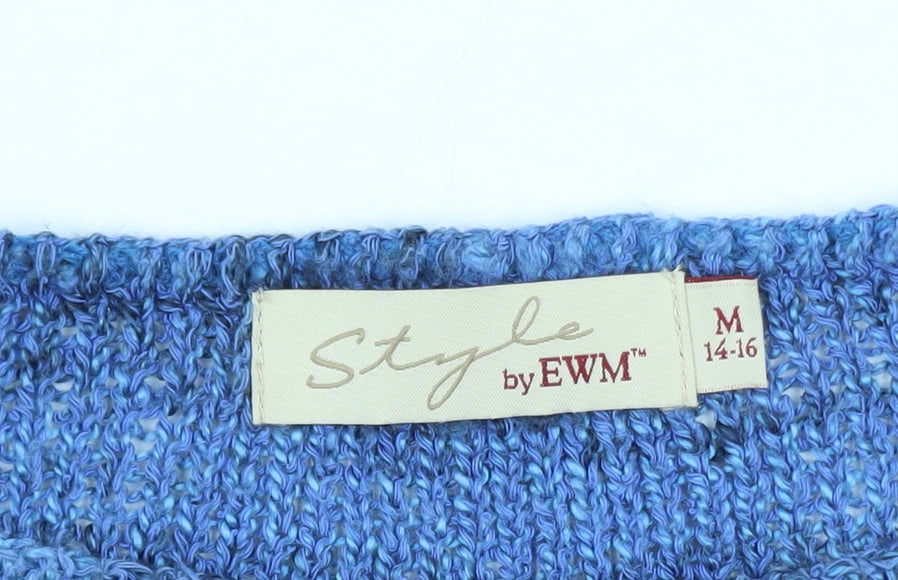 Style by EWM Women's Blue Knit Pullover Jumper Size M 14-16