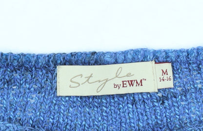Style by EWM Women's Blue Knit Pullover Jumper Size M 14-16