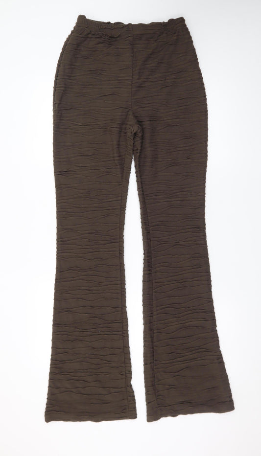 PrettyLittleThing Womens Brown Flared Stretch Trousers UK 10
