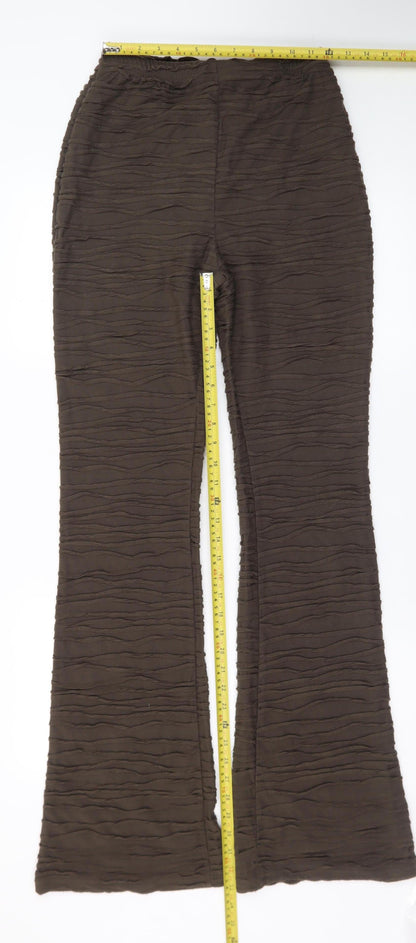 PrettyLittleThing Womens Brown Flared Stretch Trousers UK 10