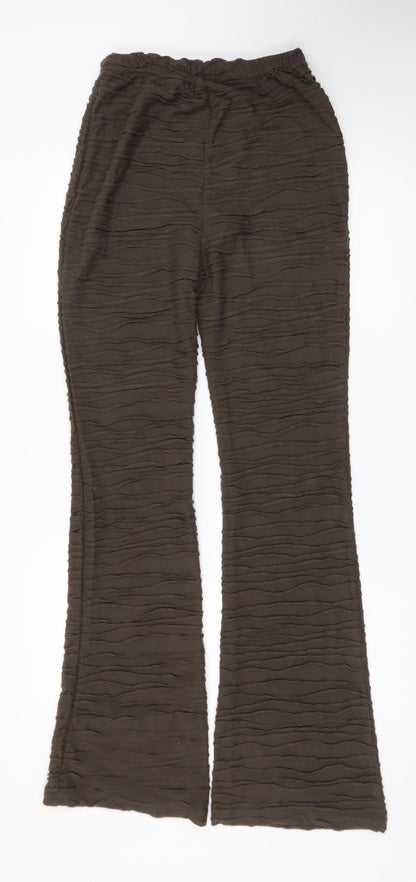 PrettyLittleThing Womens Brown Flared Stretch Trousers UK 10