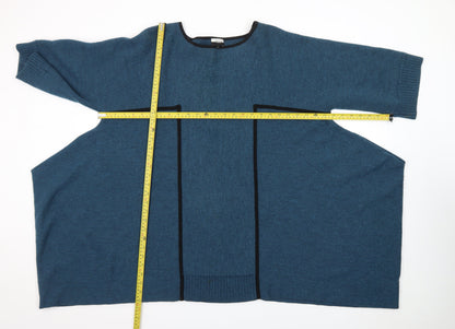 Jaeger Women’s Blue Wool Cashmere Blend Cape Jumper Size L