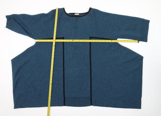 Jaeger Women’s Blue Wool Cashmere Blend Cape Jumper Size L