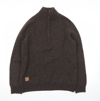 John Rocha Men’s Brown Wool Cashmere Half Zip Jumper Size M