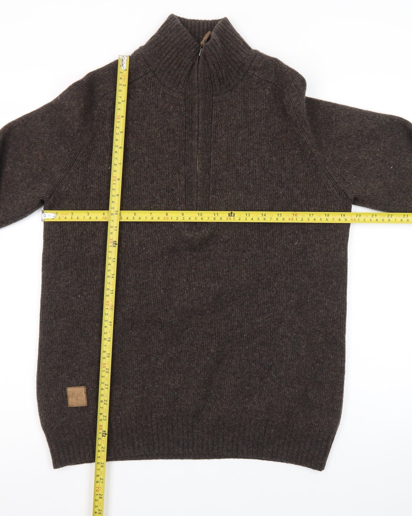 John Rocha Men’s Brown Wool Cashmere Half Zip Jumper Size M