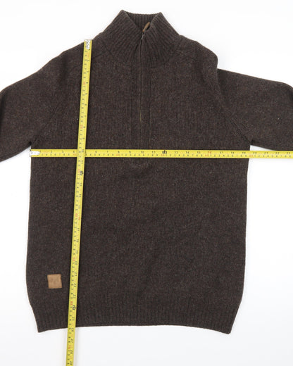 John Rocha Men’s Brown Wool Cashmere Half Zip Jumper Size M